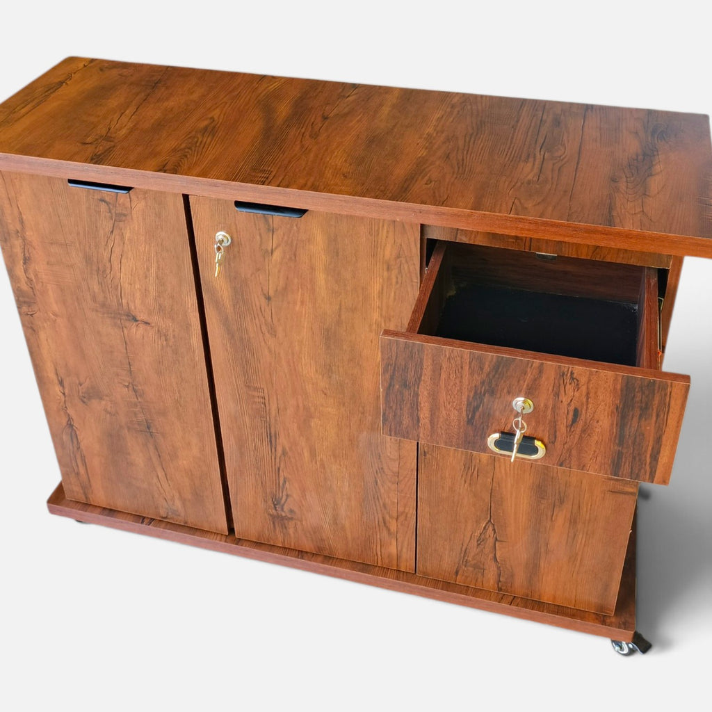 Movable Wheels Side Board Storage Rack With One Drawer