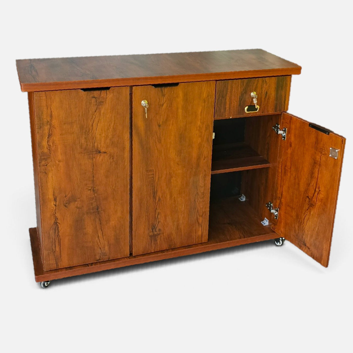 Movable Wheels Side Board Storage Rack With One Drawer