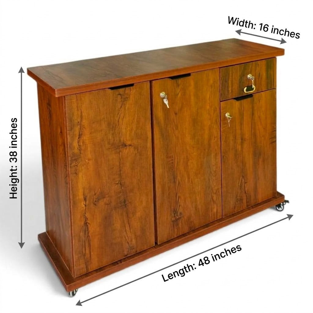 Movable Wheels Side Board Storage Rack With One Drawer