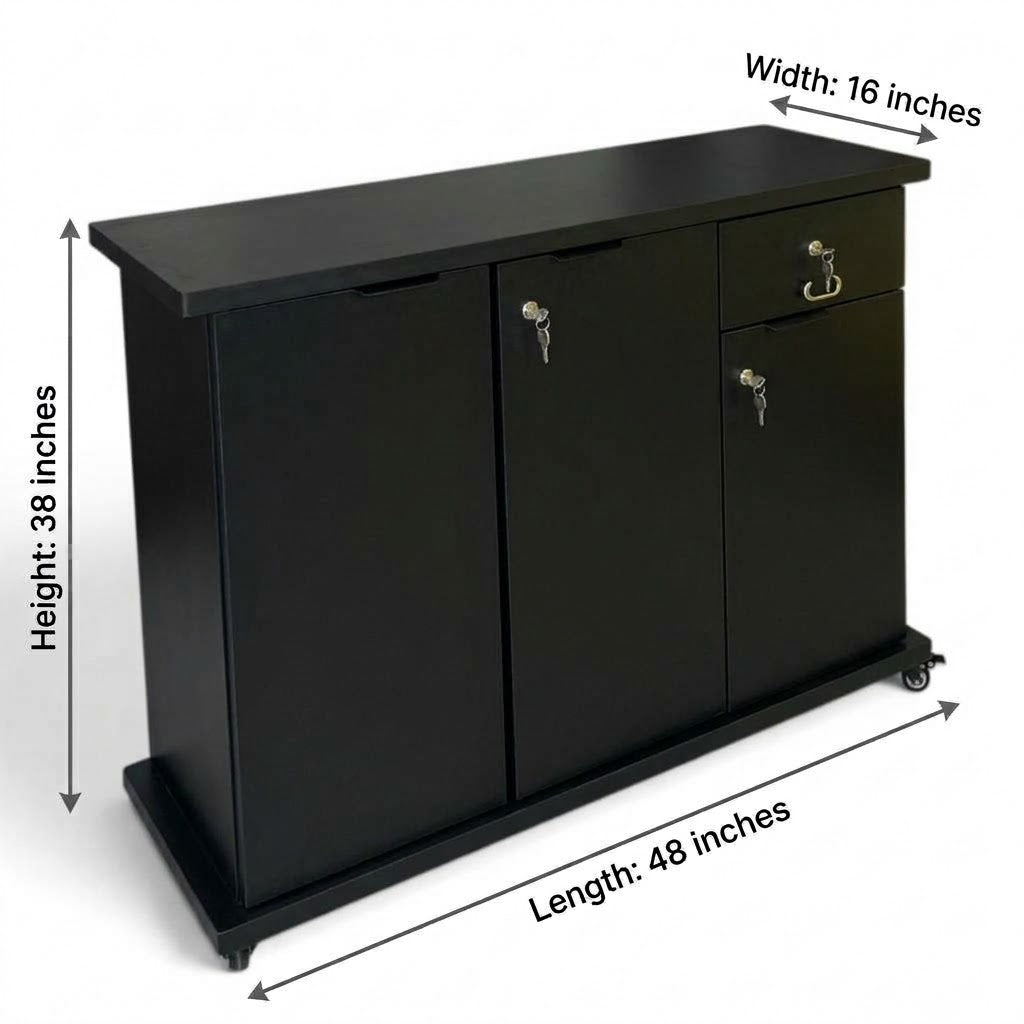 Movable Wheels Side Board Storage Rack With One Drawer