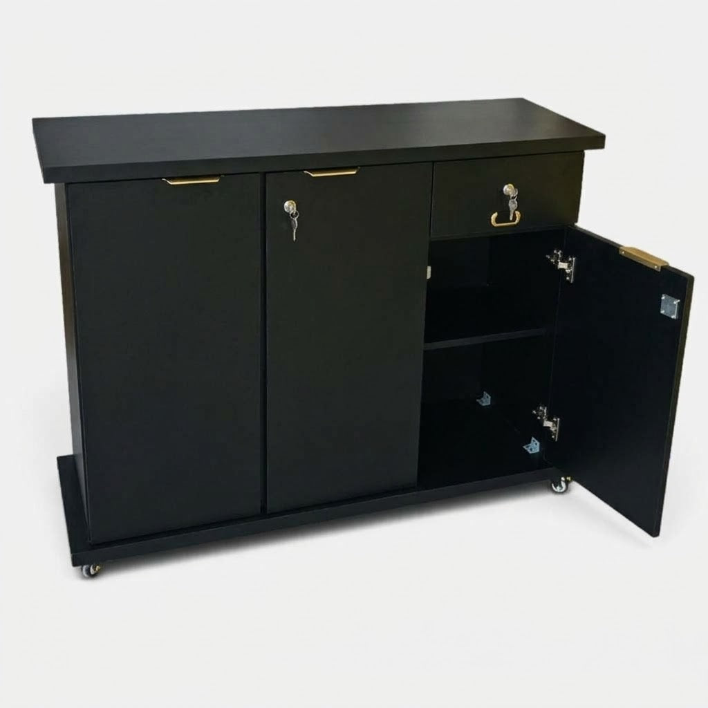 Movable Wheels Side Board Storage Rack With One Drawer