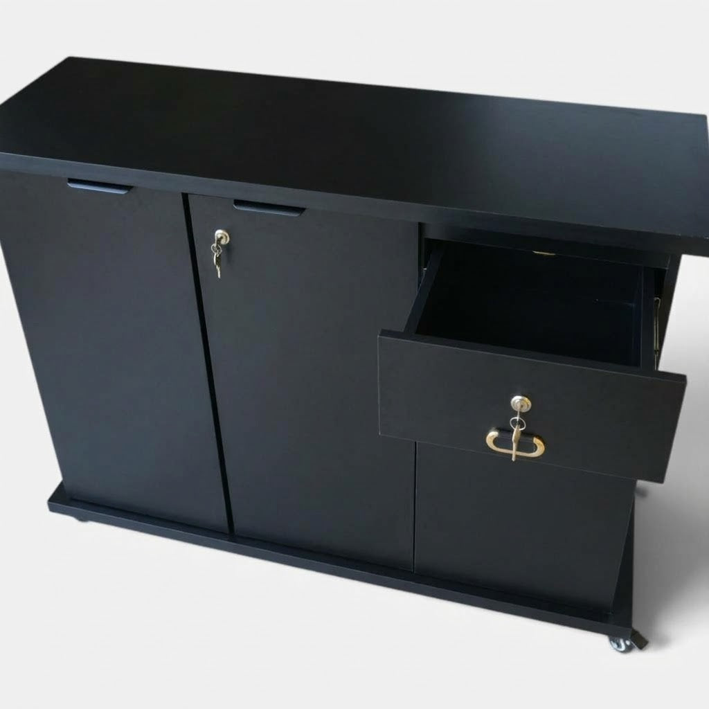 Movable Wheels Side Board Storage Rack With One Drawer