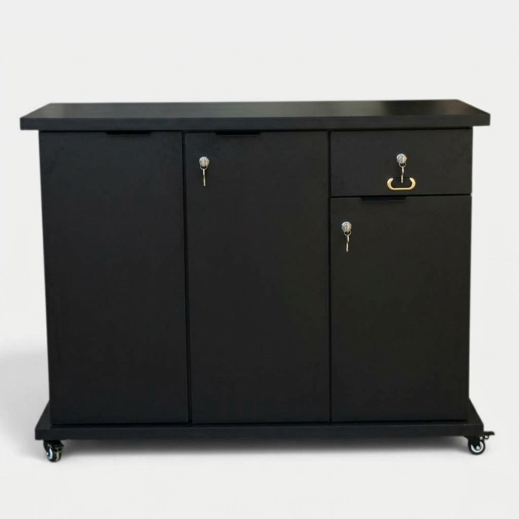 Movable Wheels Side Board Storage Rack With One Drawer