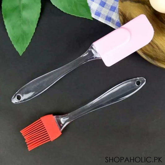 Pack Of 2pcs SILICON Small-Size Multi-Color Oil Brush & Spatula Set(small)