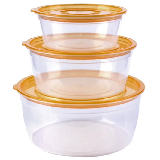 Appollo Trend Pack of 3pcs Medium & Small Size Air-Tight Transparent Plastic Round Storage Bowl Set
