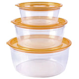 Appollo Trend Pack of 3pcs Medium & Small Size Air-Tight Transparent Plastic Round Storage Bowl Set