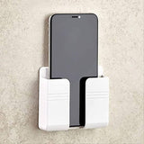 Self-Adhesive Sticky Multi-Purpose Mobile Pocket Holder Wall-Mount White Color