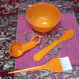 6-in-1 Plastic Bleach & Color Bowl With Measuring Spoon Brush & Mixer ( Random Colors Will Be Sent)