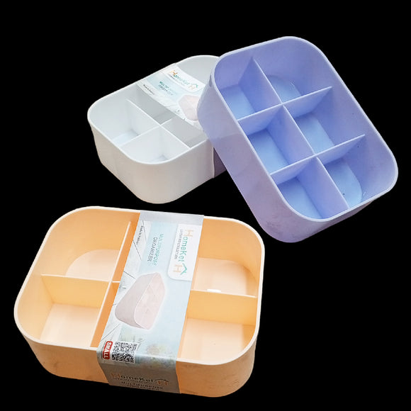 Homeket Small Size Multi-Purpose Sewing, Jewelery & Medicine 6-Grid Organizer Plastic Box ( Random Colors Will Be Sent)