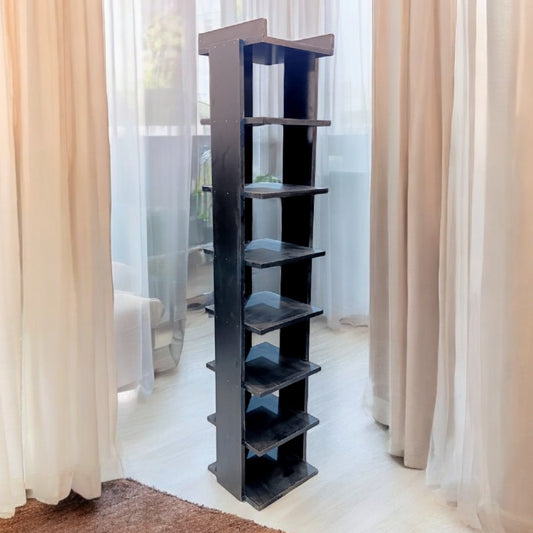 Multi-Purpose Laminated Wooden Shoes, Books & Corner Space Saving Storage Home Decor Organizer Rack (Black Color)