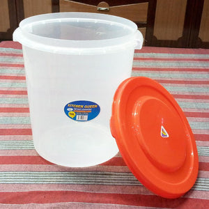 AKP Transparent Plastic 5-Liters Round Food Storage Jar ( Random Colors Will Be Sent)