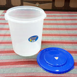 AKP Transparent Plastic 25-Liters Round Food Storage Jar ( Random Colors Will Be Sent)