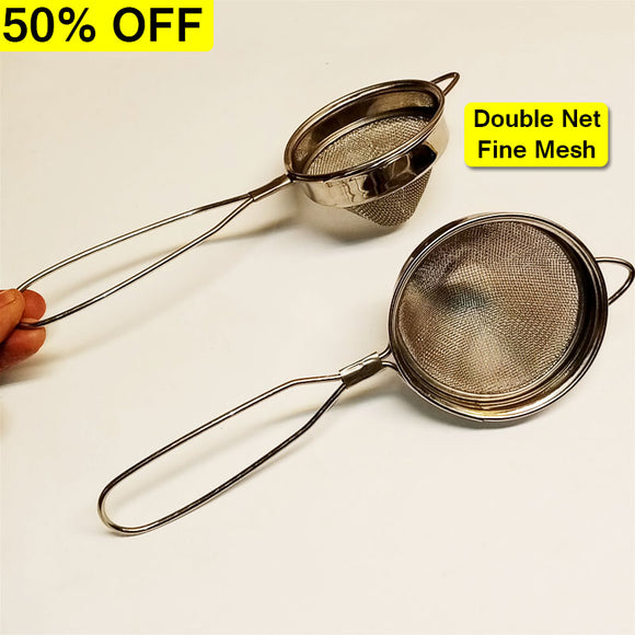 Stainless Steel Double Net Fine Mesh Small-Size Tea Strainer / Chaani
