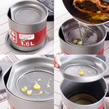 Stainless steel 1.4L Oil Filter Pot Oil Storage Pot With Strainer