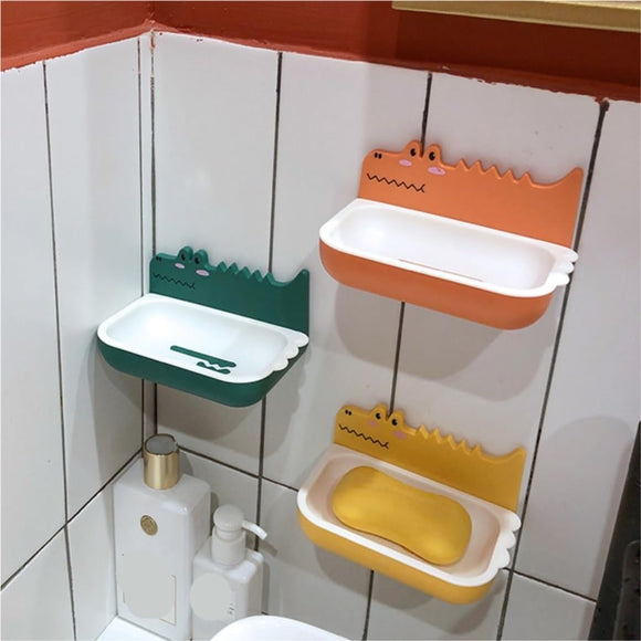 Crocodile Sticky Self-Adhesive  Wall-Mount Plastic Soap Dish (Random Colors Will be sent)