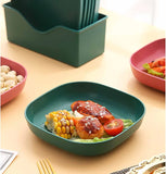 Pack Of 10pcs Small Portable Plate Set With Stand ( Random Colors Will Be Sent )