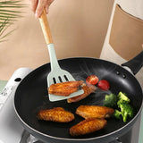 Silicon Heavy-Duty Kitchen Spatula or Spoon With Wooden Handle ( Random Colors Will Be Sent )