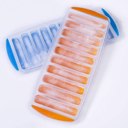 Silicon Bottom Press 10-Grid Long Bottle Shape Plastic Ice-Cube Tray (Random Colors Will Be Sent)