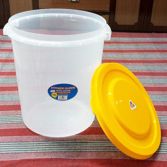 AKP Transparent Plastic 5-Liters Round Food Storage Jar ( Random Colors Will Be Sent)