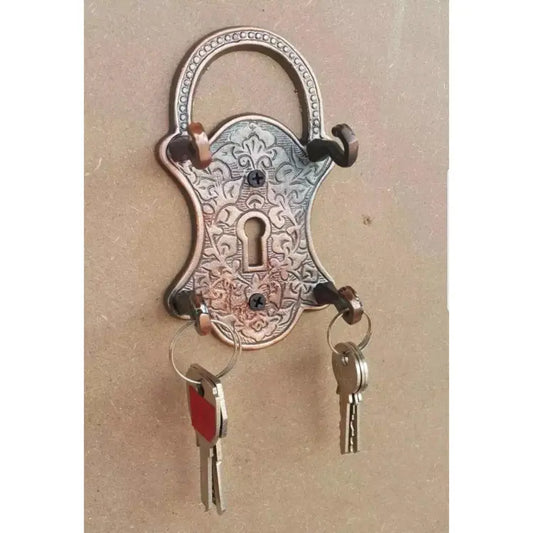Lock Style Metal Key Holder With 4 Hooks