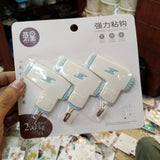 Adhesive Sticky Double-Tape 3-Hook Set Hanging Max-Load 1kg ( Random Designs Will Be Sent)