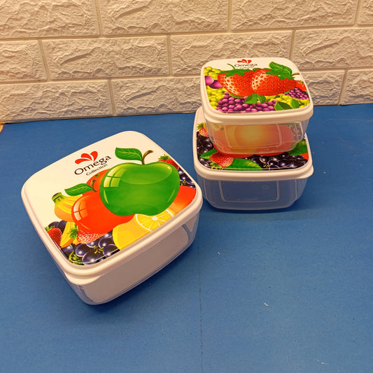 3pcs Medium Size Fancy Printed Plastic Bowl Set.