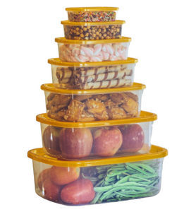 Appollo Pack Of 7pcs Crisper Food Keeper Container Set (Random Colors)