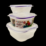 Pretty Neat Pack Of 3pcs Square Medium-Size Plastic Food Storage Bowl Set(Random Colors Will be sent)