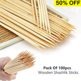Pack of 100pcs Bamboo Wooden Shashlik Skewers