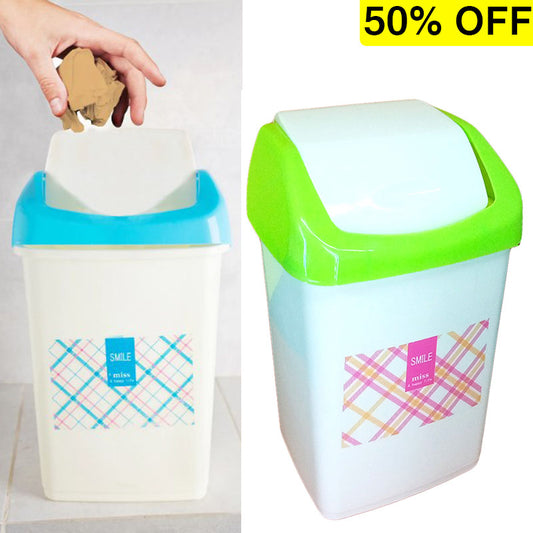 Appollo Fresh Hut Medium-Size Plastic Dust Bin With Cover ( Random Colors Will Be Sent )