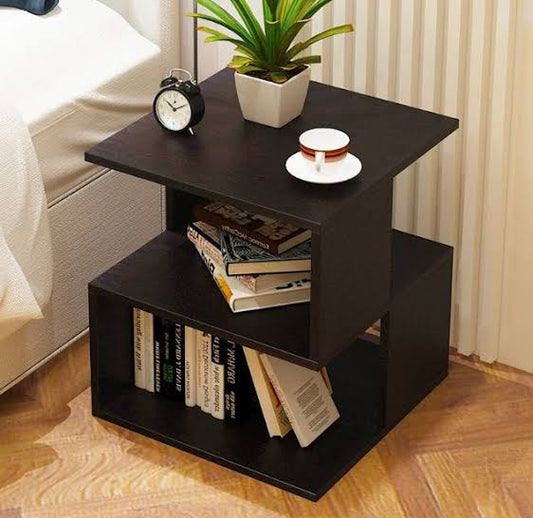 Laminated Wooden Small Size 16 x 16 inches Corner & Centre Coffee Table ( Black Color )