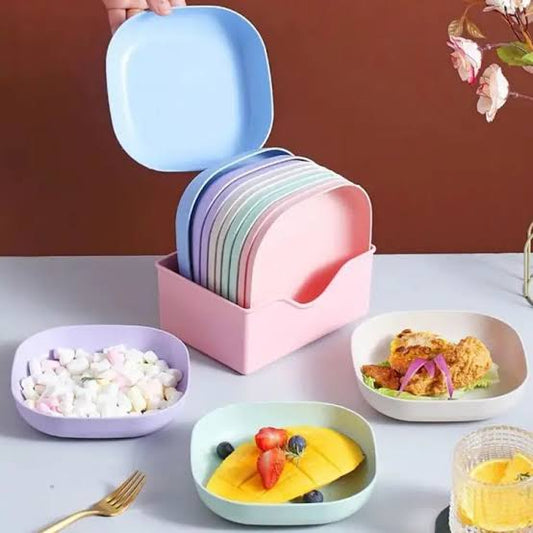 Pack Of 10pcs Small Multicolor Portable Plate Set With Stand