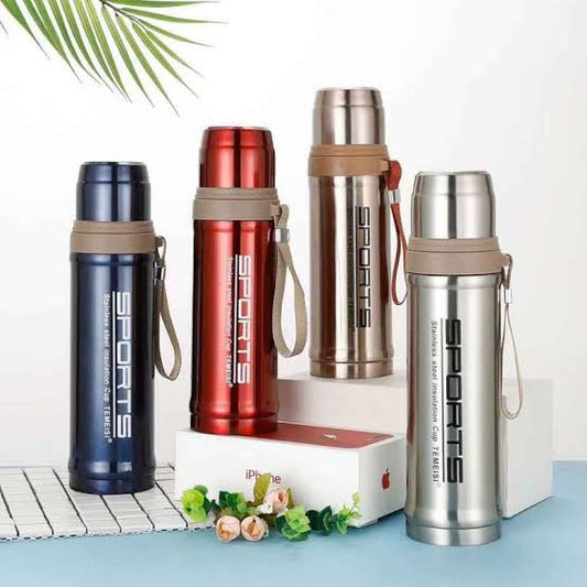 Sports Stainless Steel 750ml Water Bottle Hot & Cool ( Random Colors Will Be Sent)
