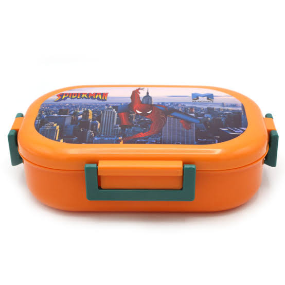 Appollo Kids Magnet School Plastic Tiffin & Lunch-Box With Spoon ( Random Colors )