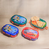 Appollo Kids Magnet School Plastic Tiffin & Lunch-Box With Spoon ( Random Colors )