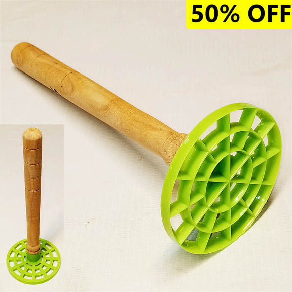 Plastic Vegetables & Potatoes Masher With Wooden Handle