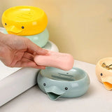 Duck Shape Plastic Soap Dish With Bottom Drain System( Random Colors Will Be Sent)