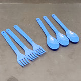 Appollo Plastic Pack Of 6pcs Spoon and Fork Spoon Set (Random Colors Will be sent)