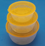 Appollo Trend Pack of 3pcs Medium & Small Size Air-Tight Transparent Plastic Round Storage Bowl Set