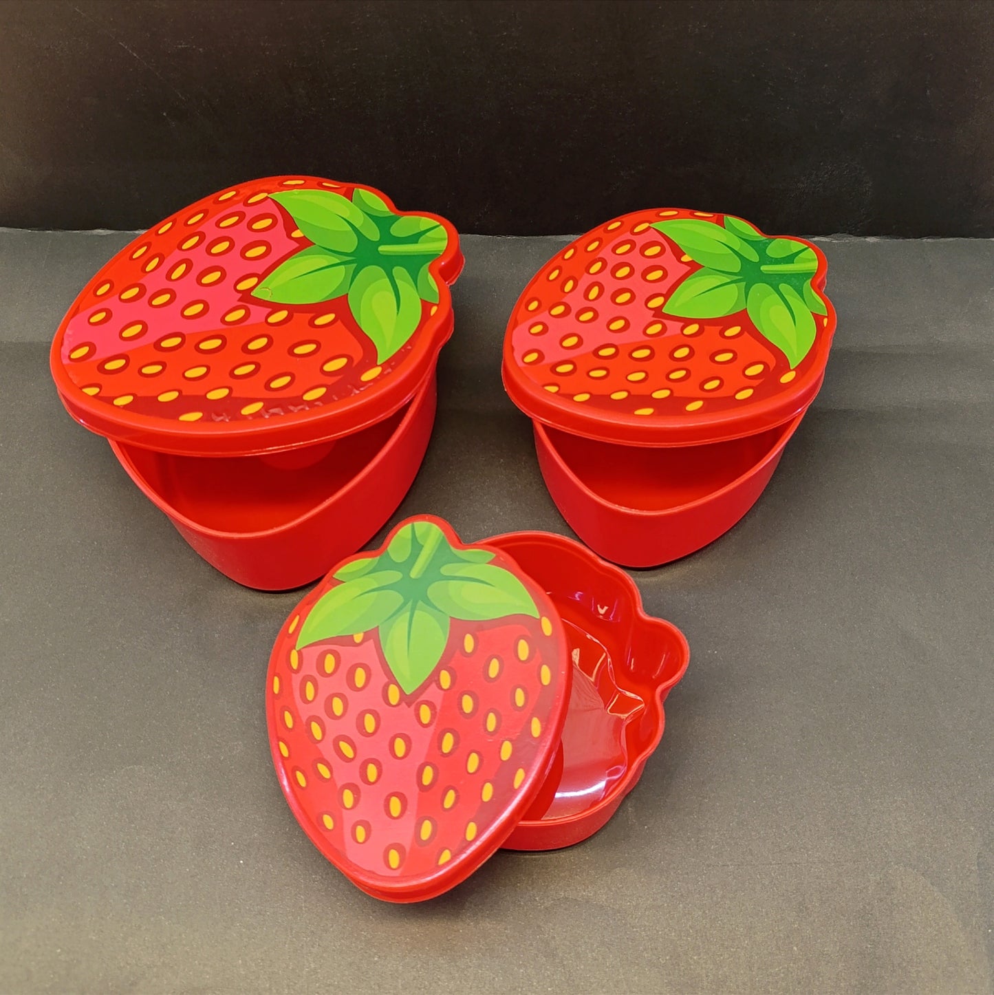 Omega Strawberry Shape Bowl Pack Of 3Pcs Bowl Set ( Random Colors Will Be Sent)