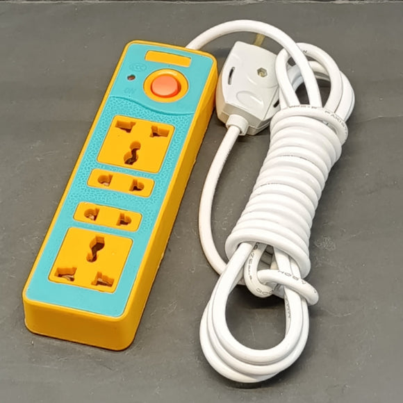 Zndq Electric 3m Wire Extension Lead With 4 Sockets (Multiple Colour Will be Sent)
