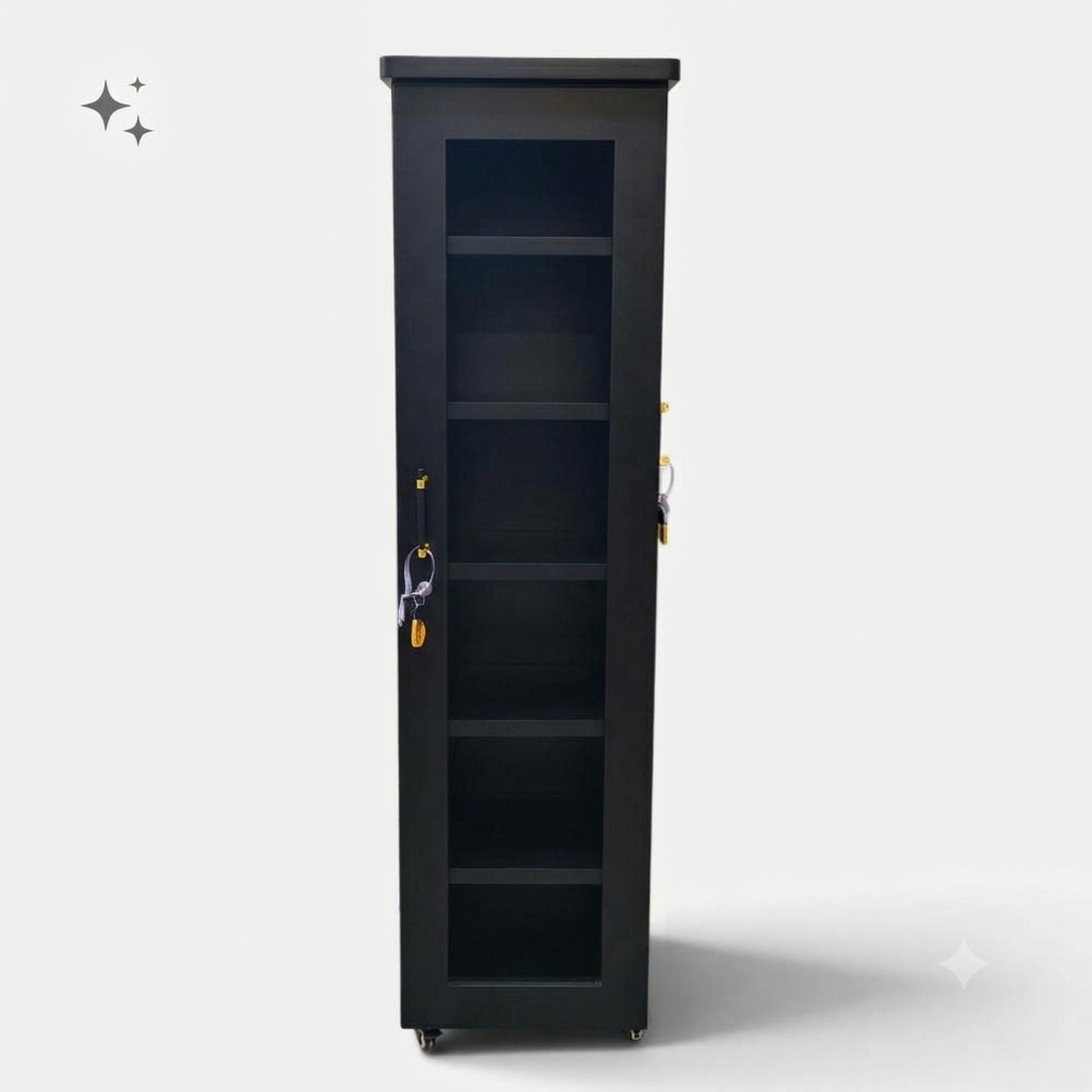 Movable Wheels Single Door  Storage Cupboard Divider Almirah With Removable Adjustable Shelves