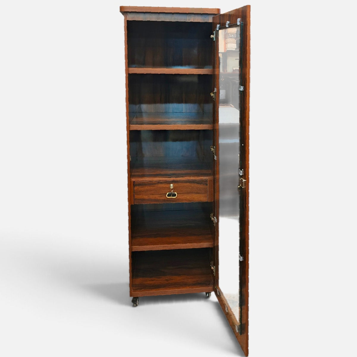 Movable Wheels Single Door  Storage Cupboard Divider Almirah With Drawer & Removable Adjustable Shelves