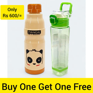 Buy One Get One Free Happy 900ml Bottle With Commando 500ml Plastic Water Bottle 2pcs Deal ( Random Colors Will Be Sent)
