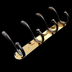 Stainless steel 4-Hook Hanging  Golden Wall-Mount Screw Rail Hanger