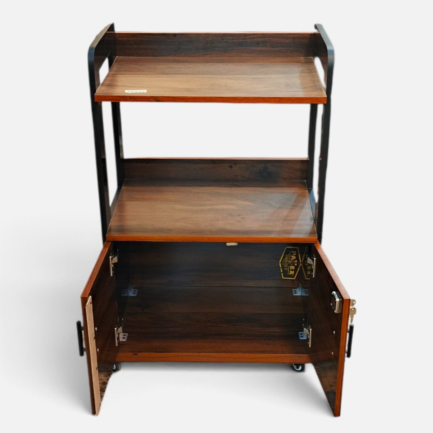 2-Layer Laminated Wooden Kitchen Multi-Purpose Rack With Cabinet ( Movable Wheels )