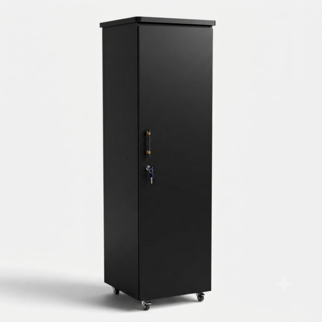 Movable Wheels Storage Cupboard Almirah With Removable Adjustable Shelves & Hanging Rod