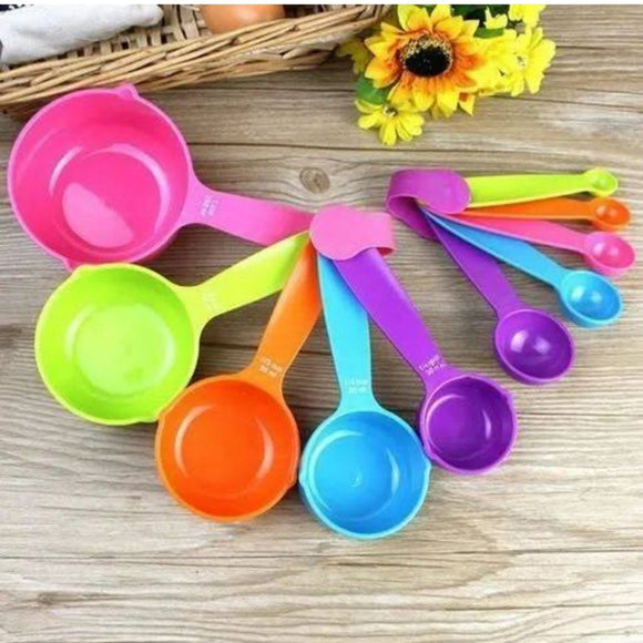 Pack Of 10pcs Colourful Measuring Plastic Spoon & Cup Set