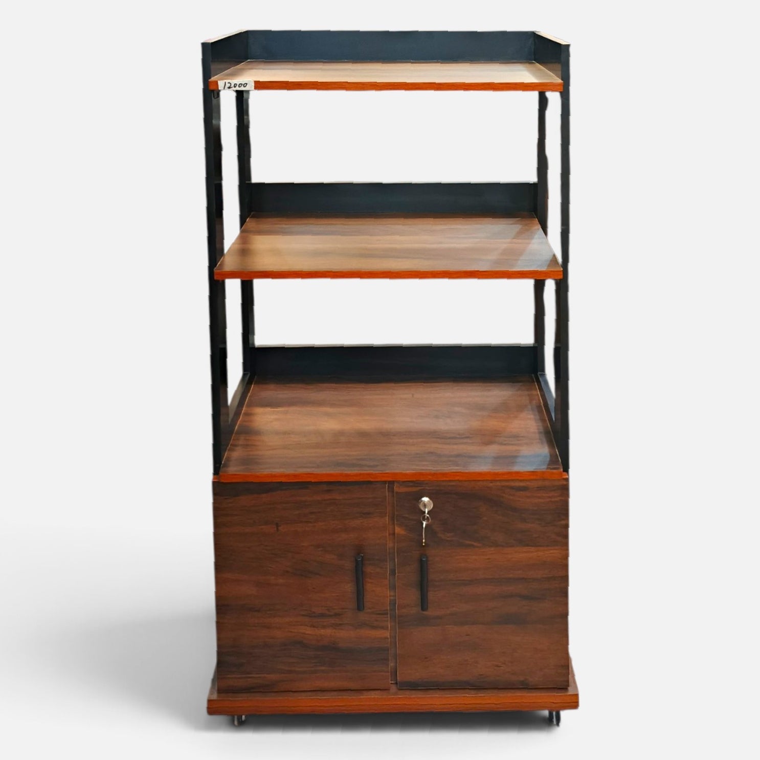 3-Layer Laminated Wooden Kitchen Multi-Purpose Rack With Cabinet