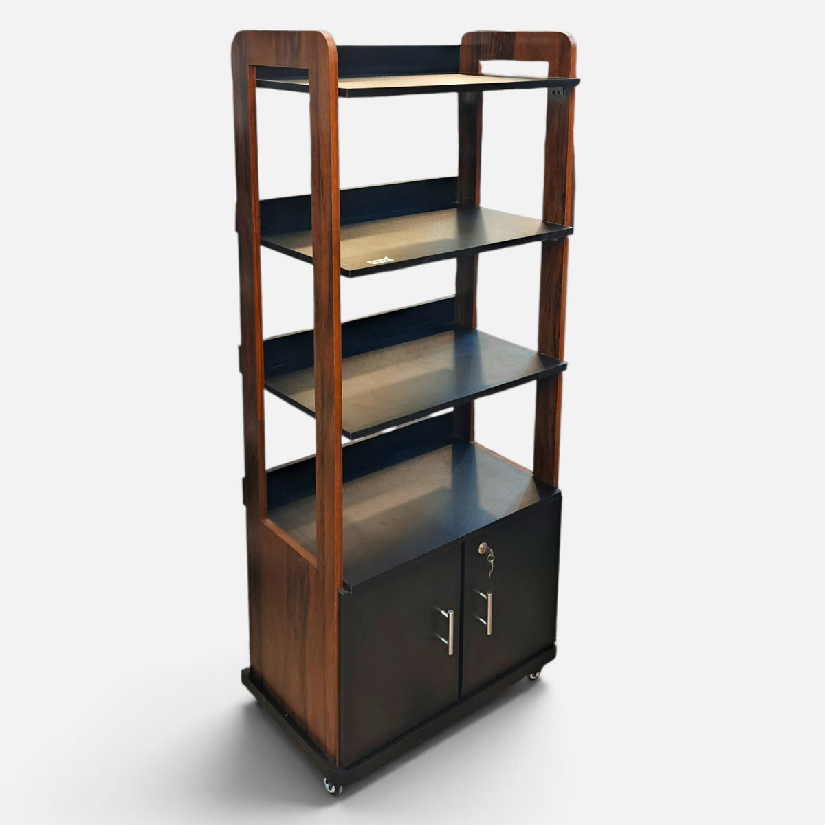 4-Layer Laminated Wooden Kitchen Multi-Purpose Rack With Cabinet ( Movable Wheels )